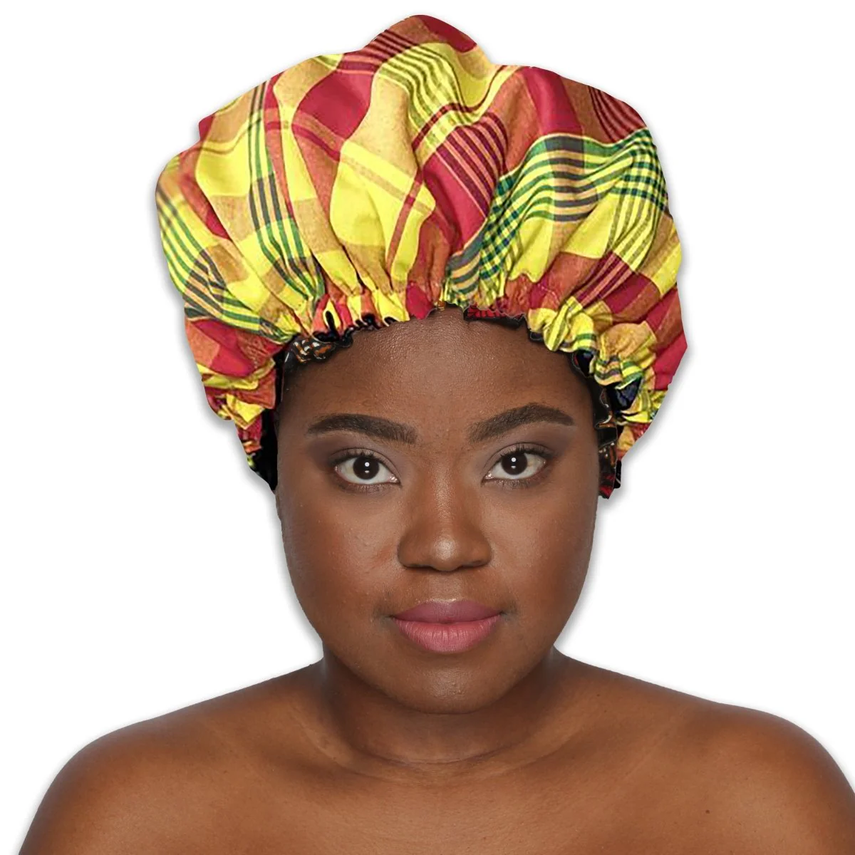 Colorful Black - Bonnet de Nuit - Satin et Madras (ajustable) - Image 3
