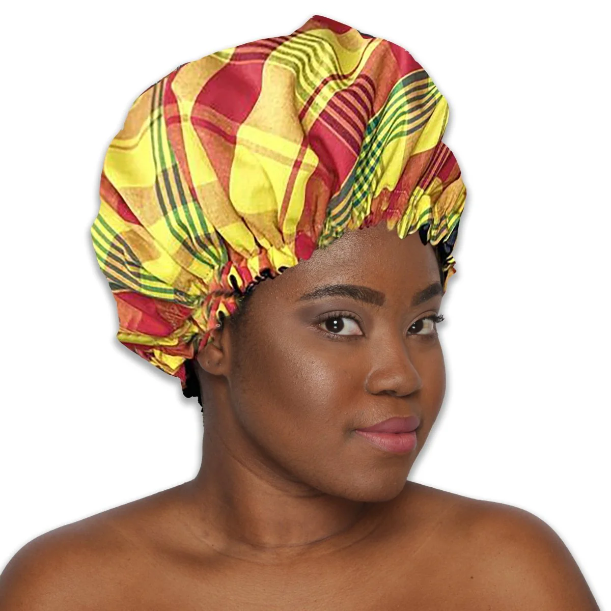 Colorful Black - Bonnet de Nuit - Satin et Madras (ajustable) - Image 4
