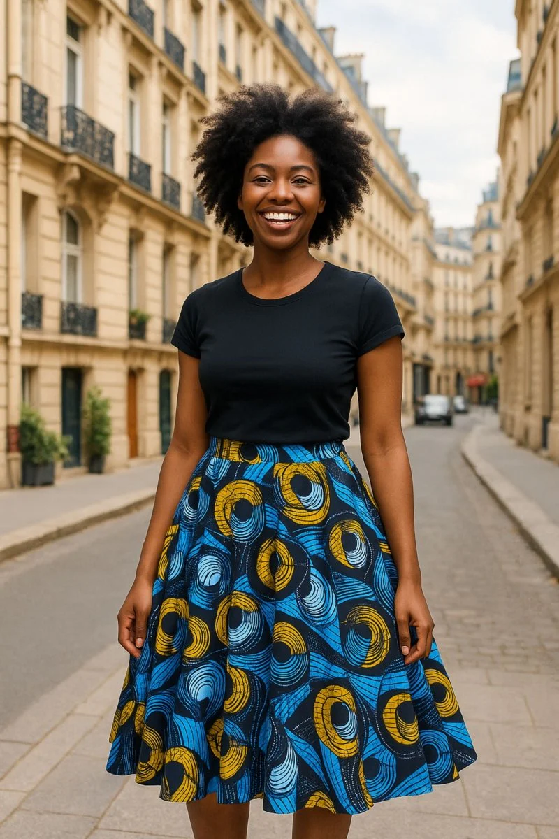 Colorful Black - Jupe midi Wax - Optical Vibes - Image 2